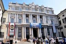 Neoclassical facade of Palazzo Ducale in Genoa